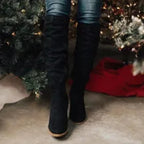 Botas altas de mulher com cano franzido
