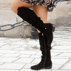 Botas altas de mulher com cano franzido
